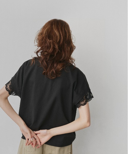 ad thie(アドティエ)の「レース スリーブドルマン Tシャツ(Tシャツ/カットソー・レディース・オフホワイト/ブラック・FREE)」の8枚目の写真
