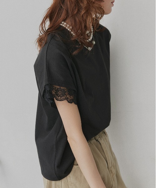 ad thie(アドティエ)の「レース スリーブドルマン Tシャツ(Tシャツ/カットソー・レディース・オフホワイト/ブラック・FREE)」の10枚目の写真