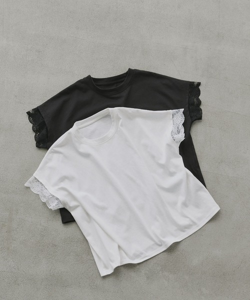 ad thie(アドティエ)の「レース スリーブドルマン Tシャツ(Tシャツ/カットソー・レディース・オフホワイト/ブラック・FREE)」の13枚目の写真