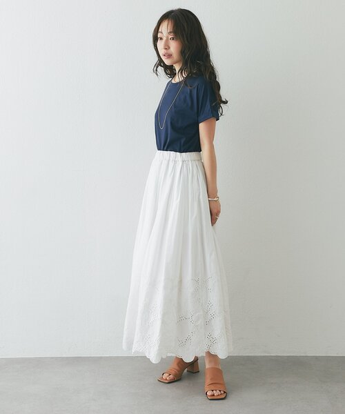 La boutique BonBon（ラブティックボンボン）の「【ウエスト調節可能・セット着用可能・大人っぽカジュアル】カットワークレーススカート（スカート・レディース・ブラック/ホワイト・FREE/PM）」の16枚目の写真