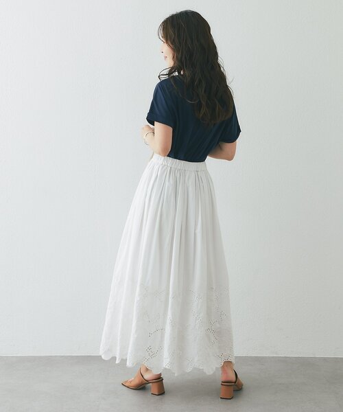 La boutique BonBon（ラブティックボンボン）の「【ウエスト調節可能・セット着用可能・大人っぽカジュアル】カットワークレーススカート（スカート・レディース・ブラック/ホワイト・FREE/PM）」の17枚目の写真