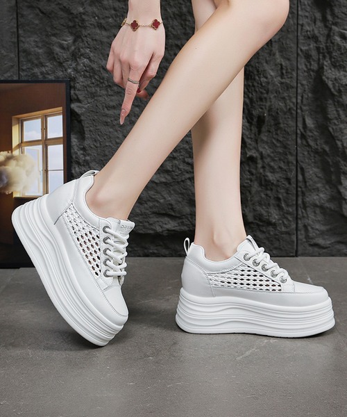 Lace Ladies（レースレディース）の「サイド メッシュ 厚底 ボリューム スニーカー（スニーカー・レディース・ホワイト・23cm/22.5cm/23.5cm/24cm/25cm/24.5cm）」の6枚目の写真