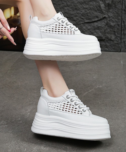Lace Ladies（レースレディース）の「サイド メッシュ 厚底 ボリューム スニーカー（スニーカー・レディース・ホワイト・23cm/22.5cm/23.5cm/24cm/25cm/24.5cm）」の4枚目の写真