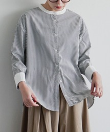 綿 タイプライター クレリックシャツ