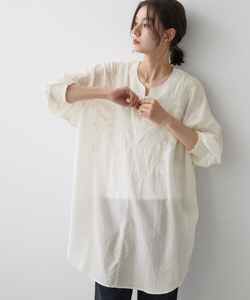 Dessin（デッサン）の「インドコットン 刺繍ワンピース（ワンピース・レディース・ホワイト/ブラック・02/01/03）」の7枚目の写真