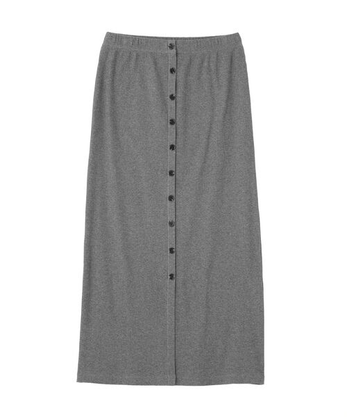 earth music&ecology(アースミュージックアンドエコロジー)の「フロントボタンリブナロースカート(スカート・レディース・杢グレー/ブラック/ベージュ・FREE)」の17枚目の写真