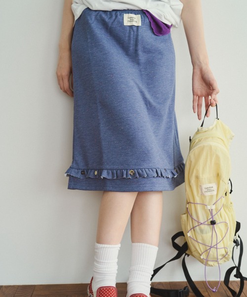 common gull products.(コモンガルプロダクツ)の「日陰の傘が人を隠す午後にネップスカート(スカート・レディース・ネイビー/キナリ/ベージュ系・S/M/L)」の1枚目の写真