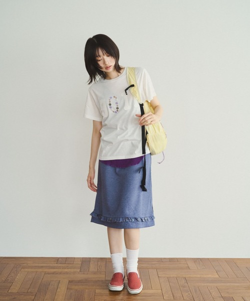common gull products.(コモンガルプロダクツ)の「日陰の傘が人を隠す午後にネップスカート(スカート・レディース・ネイビー/キナリ/ベージュ系・S/M/L)」の20枚目の写真
