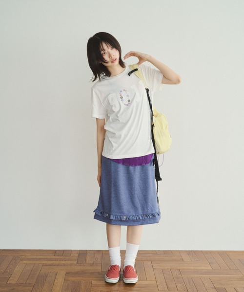 common gull products.(コモンガルプロダクツ)の「日陰の傘が人を隠す午後にネップスカート(スカート・レディース・ネイビー/キナリ/ベージュ系・S/M/L)」の21枚目の写真