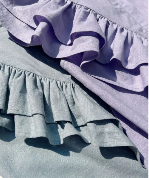 BIRTHDAY BASH（バースデイバッシュ）の「SHOULDER FRILL LINEN TOPS（Tシャツ/カットソー・レディース・ブルー/ブラック・MEDIUM/SMALL）」の11枚目の写真