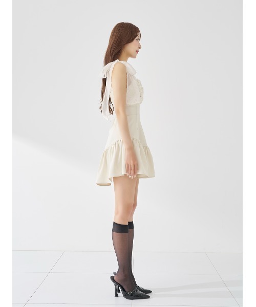 Darich（ダーリッチ）の「フラワーモチーフリボンミニワンピース（ワンピース・レディース・アイボリー/ピンク/グレー/ブラック・FREE/FL）」の13枚目の写真