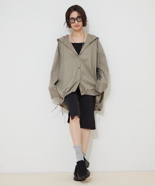Remind me and forever(リマインドミーアンドフォーエバー)の「【nane】チェックフーディーオーバーシャツ(シャツ/ブラウス・レディース・カーキ/ベージュ・FREE)」の7枚目の写真