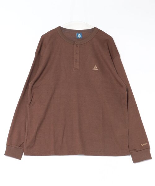 GERRY(ジェリー)の「【GERRY】ナイロンポケット ワッフヘンリーネックロングスリーブTシャツ(Tシャツ/カットソー・メンズ・ブラウン/アイボリー/ブラック・X-LARGE/LARGE/MEDIUM)」の3枚目の写真