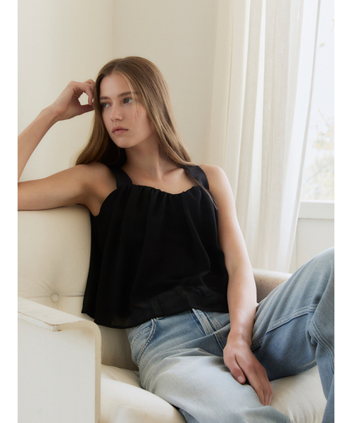 LETQSTUDIO(レチケットスタジオ)の「ダブルシアーブラウス、ブラック(シャツ/ブラウス・レディース・その他・SMALL/MEDIUM)」の2枚目の写真