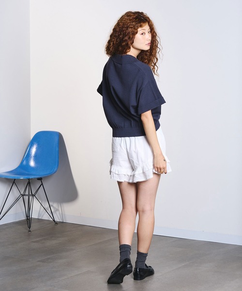 ROSE BUD（ローズバッド）の「POLO COLLAR KNIT（ニット/セーター・レディース・グレー/オフホワイト・ONE SIZE）」の8枚目の写真