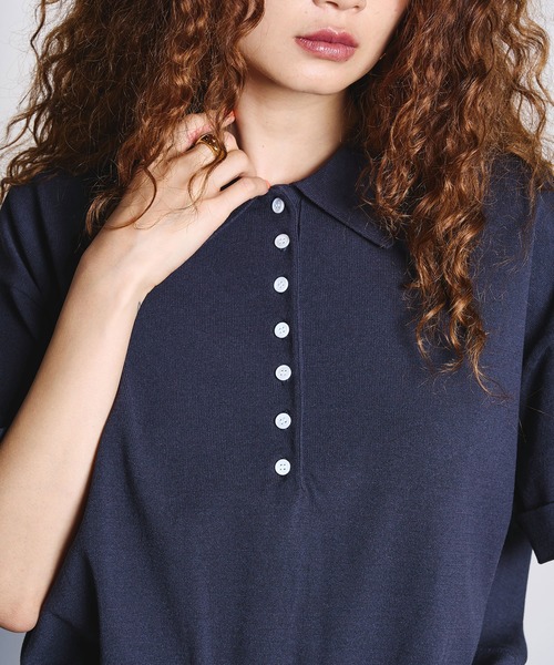 ROSE BUD（ローズバッド）の「POLO COLLAR KNIT（ニット/セーター・レディース・グレー/オフホワイト・ONE SIZE）」の10枚目の写真