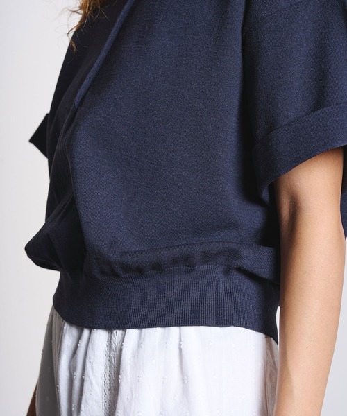 ROSE BUD（ローズバッド）の「POLO COLLAR KNIT（ニット/セーター・レディース・グレー/オフホワイト・ONE SIZE）」の12枚目の写真