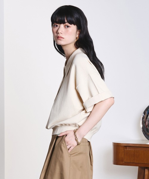 ROSE BUD（ローズバッド）の「POLO COLLAR KNIT（ニット/セーター・レディース・グレー/オフホワイト・ONE SIZE）」の15枚目の写真