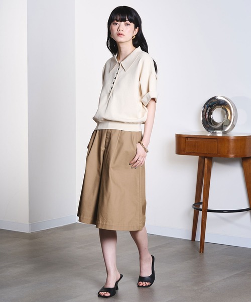 ROSE BUD（ローズバッド）の「POLO COLLAR KNIT（ニット/セーター・レディース・グレー/オフホワイト・ONE SIZE）」の17枚目の写真