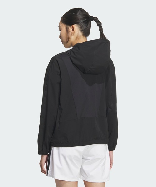 adidas(アディダス)の「スリーストライプス長袖フードアノラックジャケット【adidas Golf/アディダスゴルフ】(ブルゾン・レディース・ブラック・SMALL/MEDIUM/LARGE/X-LARGE)」の2枚目の写真
