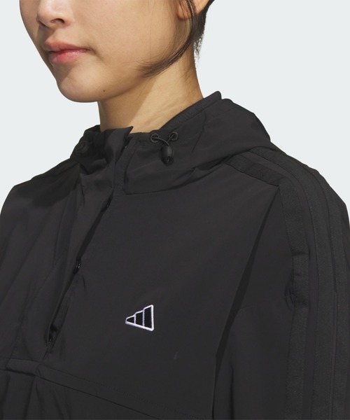 adidas(アディダス)の「スリーストライプス長袖フードアノラックジャケット【adidas Golf/アディダスゴルフ】(ブルゾン・レディース・ブラック・SMALL/MEDIUM/LARGE/X-LARGE)」の6枚目の写真