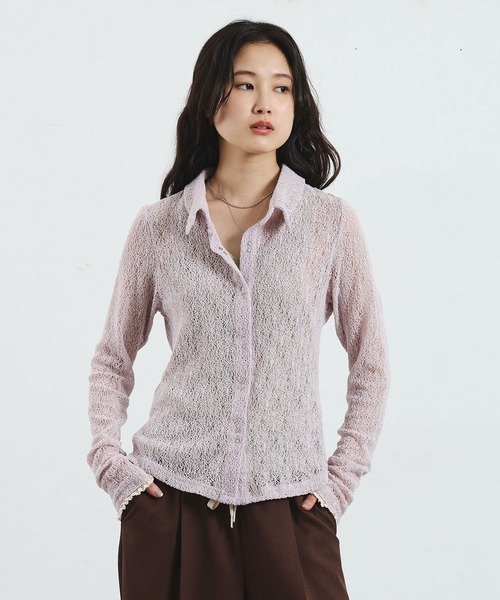 ROSE BUD(ローズバッド)の「STRETCH LACE TOP(シャツ/ブラウス・レディース・ブラック/ライトパープル/オフホワイト・ONE SIZE)」の18枚目の写真