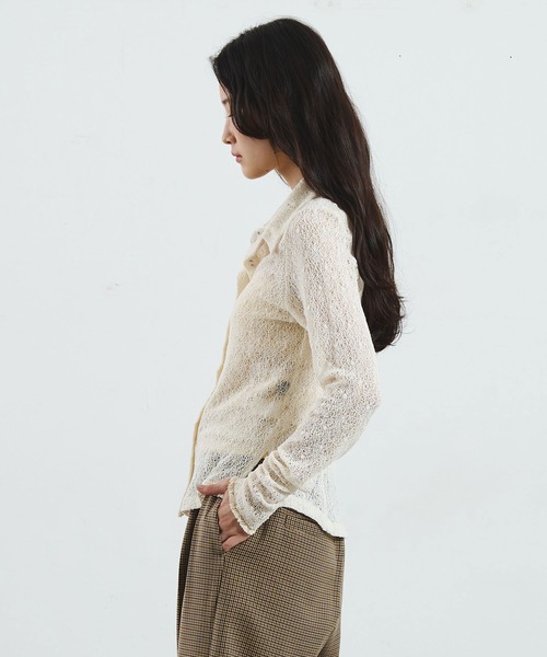 ROSE BUD(ローズバッド)の「STRETCH LACE TOP(シャツ/ブラウス・レディース・ブラック/ライトパープル/オフホワイト・ONE SIZE)」の11枚目の写真