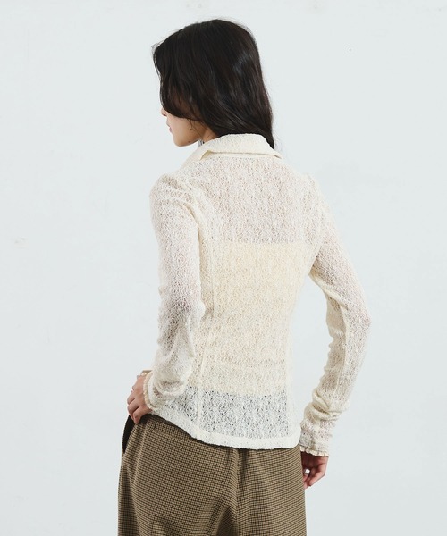 ROSE BUD(ローズバッド)の「STRETCH LACE TOP(シャツ/ブラウス・レディース・ブラック/ライトパープル/オフホワイト・ONE SIZE)」の12枚目の写真