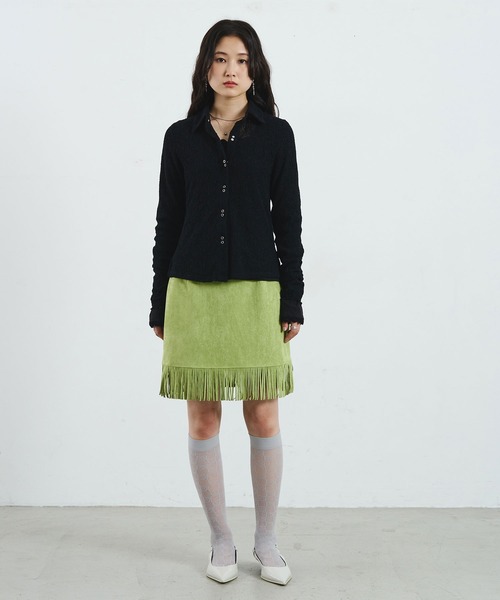 ROSE BUD(ローズバッド)の「STRETCH LACE TOP(シャツ/ブラウス・レディース・ブラック/ライトパープル/オフホワイト・ONE SIZE)」の6枚目の写真