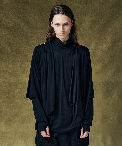 glamb（グラム）の「Cross Drape Cutsew / クロスドレープカットソー（Tシャツ/カットソー・メンズ・ブラック/グレー・S/M/L）」の11枚目の写真