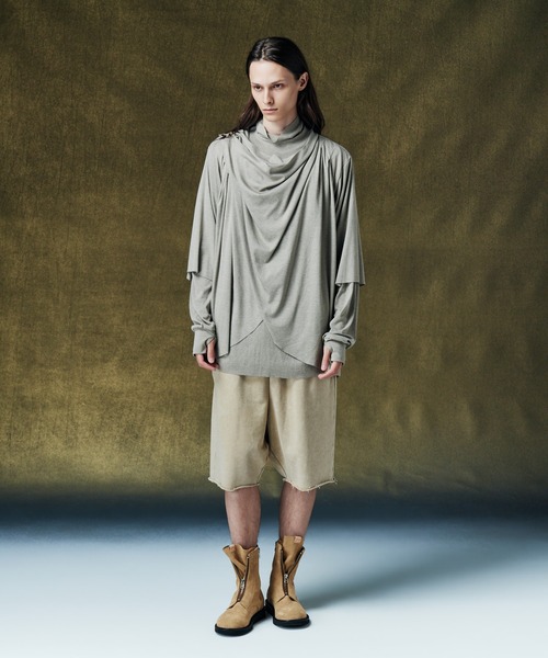 glamb（グラム）の「Cross Drape Cutsew / クロスドレープカットソー（Tシャツ/カットソー・メンズ・ブラック/グレー・S/M/L）」の8枚目の写真