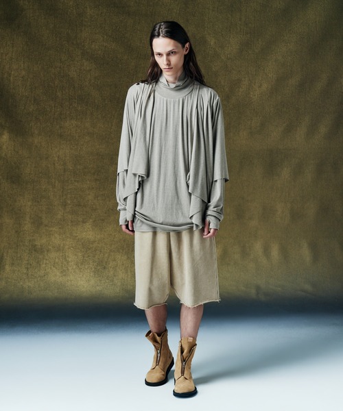 glamb（グラム）の「Cross Drape Cutsew / クロスドレープカットソー（Tシャツ/カットソー・メンズ・ブラック/グレー・S/M/L）」の10枚目の写真