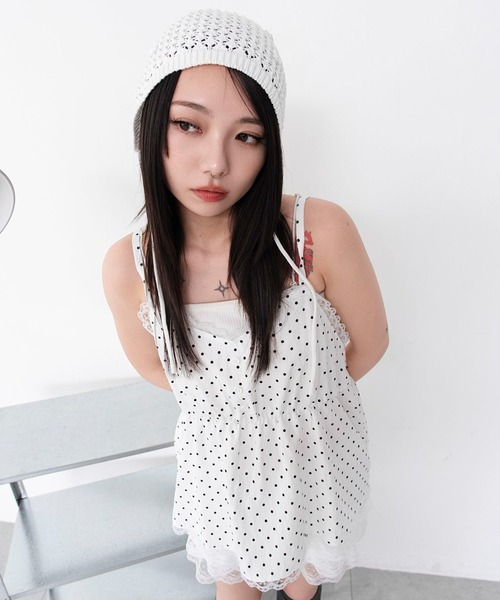 WEGO(ウィゴー)の「WEGO/【26年秋冬新作】ボタン付きレースチュニック(キャミソール・レディース・ホワイト/その他1・FREE)」の9枚目の写真