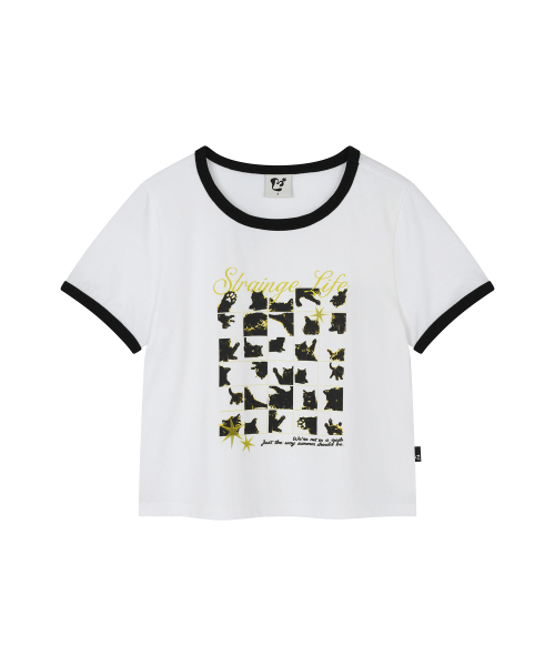 LMR(エルエムアール)の「キャットポスタリングクロップ半袖Tシャツホワイト(Tシャツ/カットソー・レディース・ホワイト・SMALL/MEDIUM)」の7枚目の写真