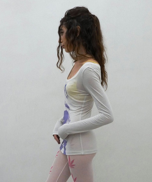 SCULPTOR(スカルプター)の「My Go To Long Sleeve(Tシャツ/カットソー・レディース・ホワイト×パープル・X-SMALL/SMALL/MEDIUM/LARGE)」の3枚目の写真