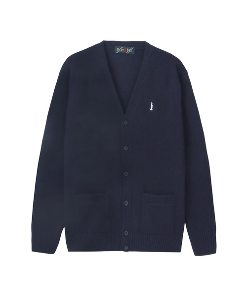 EASTBOY(イーストボーイ)の「カーディガン 綿×裏暖 プレーティング 7G ピュアホワイト女神 制服 スクールニット 中学生 高校生(カーディガン/ボレロ・キッズ・ネイビー・9号/11号/13号)」の2枚目の写真