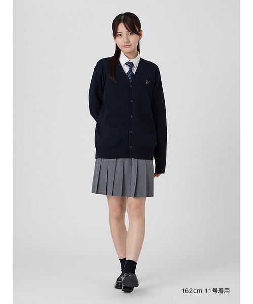 EASTBOY(イーストボーイ)の「カーディガン 綿×裏暖 プレーティング 7G ピュアホワイト女神 制服 スクールニット 中学生 高校生(カーディガン/ボレロ・キッズ・ネイビー・9号/11号/13号)」の7枚目の写真
