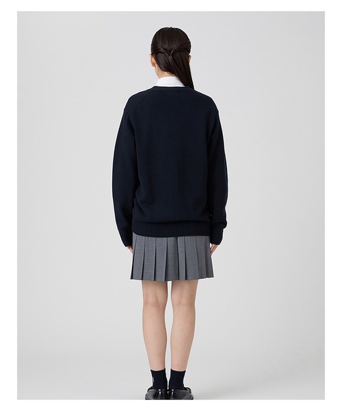 EASTBOY(イーストボーイ)の「カーディガン 綿×裏暖 プレーティング 7G ピュアホワイト女神 制服 スクールニット 中学生 高校生(カーディガン/ボレロ・キッズ・ネイビー・9号/11号/13号)」の9枚目の写真