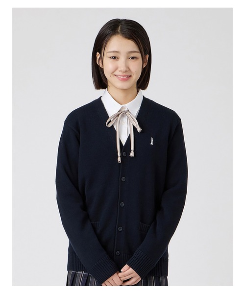 EASTBOY(イーストボーイ)の「カーディガン 綿×裏暖 プレーティング 7G ピュアホワイト女神 制服 スクールニット 中学生 高校生(カーディガン/ボレロ・キッズ・ネイビー・9号/11号/13号)」の10枚目の写真