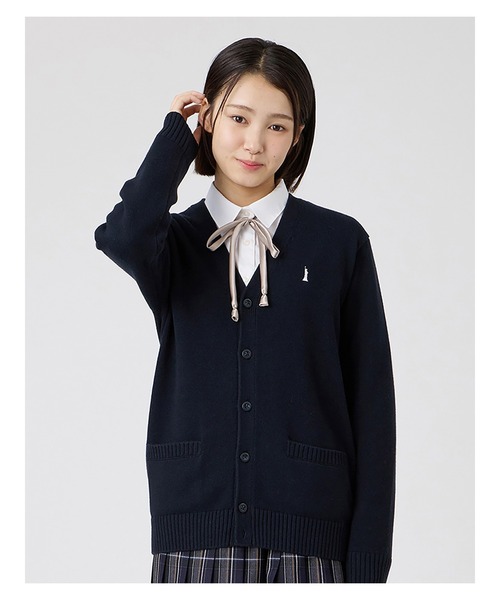 EASTBOY(イーストボーイ)の「カーディガン 綿×裏暖 プレーティング 7G ピュアホワイト女神 制服 スクールニット 中学生 高校生(カーディガン/ボレロ・キッズ・ネイビー・9号/11号/13号)」の11枚目の写真