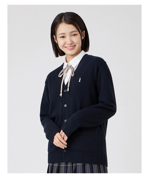 EASTBOY(イーストボーイ)の「カーディガン 綿×裏暖 プレーティング 7G ピュアホワイト女神 制服 スクールニット 中学生 高校生(カーディガン/ボレロ・キッズ・ネイビー・9号/11号/13号)」の12枚目の写真