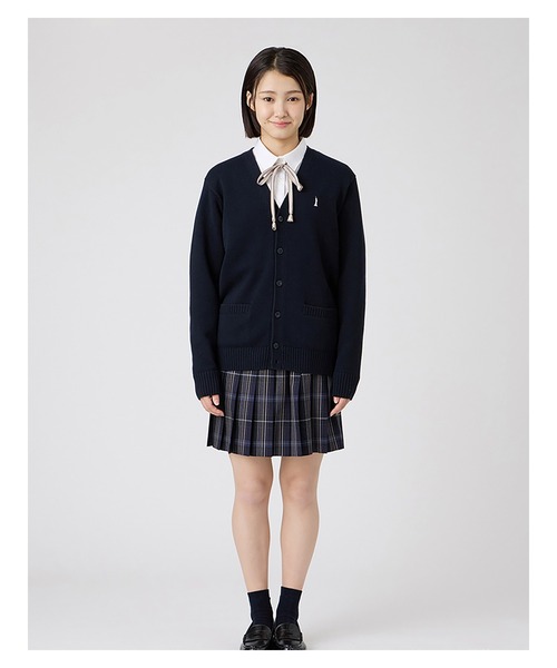EASTBOY(イーストボーイ)の「カーディガン 綿×裏暖 プレーティング 7G ピュアホワイト女神 制服 スクールニット 中学生 高校生(カーディガン/ボレロ・キッズ・ネイビー・9号/11号/13号)」の13枚目の写真