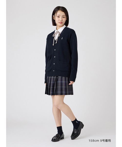 EASTBOY(イーストボーイ)の「カーディガン 綿×裏暖 プレーティング 7G ピュアホワイト女神 制服 スクールニット 中学生 高校生(カーディガン/ボレロ・キッズ・ネイビー・9号/11号/13号)」の15枚目の写真