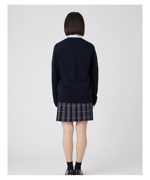 EASTBOY(イーストボーイ)の「カーディガン 綿×裏暖 プレーティング 7G ピュアホワイト女神 制服 スクールニット 中学生 高校生(カーディガン/ボレロ・キッズ・ネイビー・9号/11号/13号)」の16枚目の写真