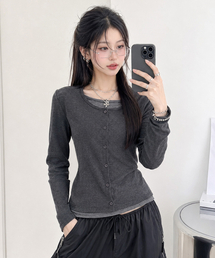 レディースリブレイヤードTシャツ-FERG5167B0L