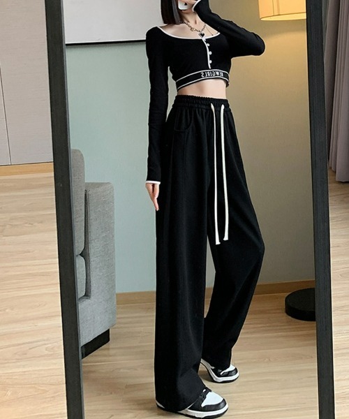 SEU(エスイーユー)の「ロングシーズン活躍! 上品見え! 全骨格美脚見え 美脚 無地 ワイドストレートパンツ 【オフィスカジュアル】【きれいめカジュアル】 レディース韓国(その他パンツ・レディース・グレー/ブラック/アイボリー/ベージュ・M/L)」の18枚目の写真