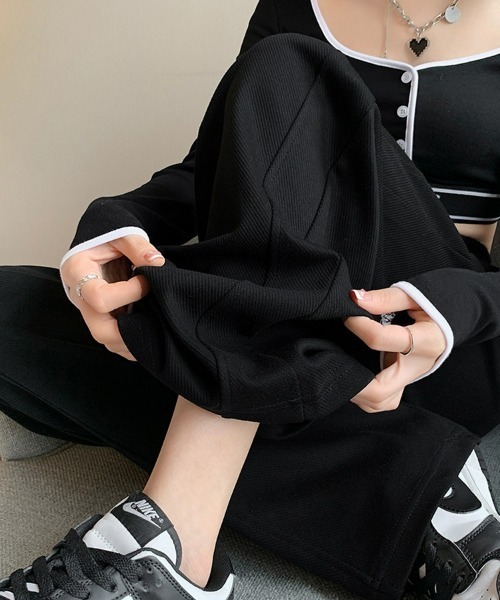 SEU(エスイーユー)の「ロングシーズン活躍! 上品見え! 全骨格美脚見え 美脚 無地 ワイドストレートパンツ 【オフィスカジュアル】【きれいめカジュアル】 レディース韓国(その他パンツ・レディース・グレー/ブラック/アイボリー/ベージュ・M/L)」の19枚目の写真