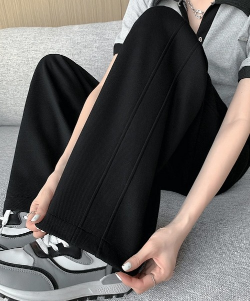 SEU(エスイーユー)の「ロングシーズン活躍! 上品見え! 全骨格美脚見え 美脚 無地 ワイドストレートパンツ 【オフィスカジュアル】【きれいめカジュアル】 レディース韓国(その他パンツ・レディース・グレー/ブラック/アイボリー/ベージュ・M/L)」の20枚目の写真