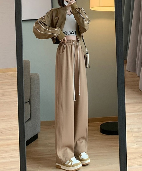 SEU(エスイーユー)の「ロングシーズン活躍! 上品見え! 全骨格美脚見え 美脚 無地 ワイドストレートパンツ 【オフィスカジュアル】【きれいめカジュアル】 レディース韓国(その他パンツ・レディース・グレー/ブラック/アイボリー/ベージュ・M/L)」の22枚目の写真