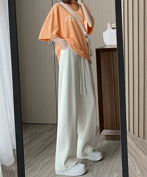 SEU(エスイーユー)の「ロングシーズン活躍! 上品見え! 全骨格美脚見え 美脚 無地 ワイドストレートパンツ 【オフィスカジュアル】【きれいめカジュアル】 レディース韓国(その他パンツ・レディース・グレー/ブラック/アイボリー/ベージュ・M/L)」の6枚目の写真